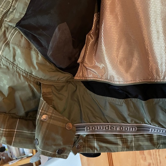 Powder Room Waterproof Primaloft Insulated Green Plaid Ski Jacket - Picture 5 of 11